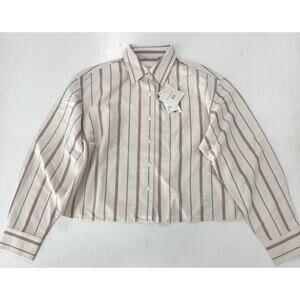 UNIQLO JW Anderson Oxford Boxy Shirt Cropped Small Stripe NWT